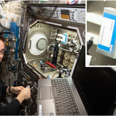 The PalmSens4 potentiostat being used in the International Space Station (ISS)'